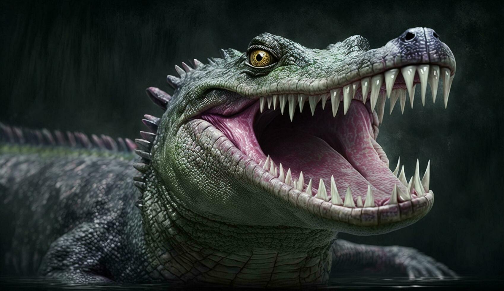 preistorico dinosauro giocattolo ruggente con artificiale aggressione ,generativo ai foto