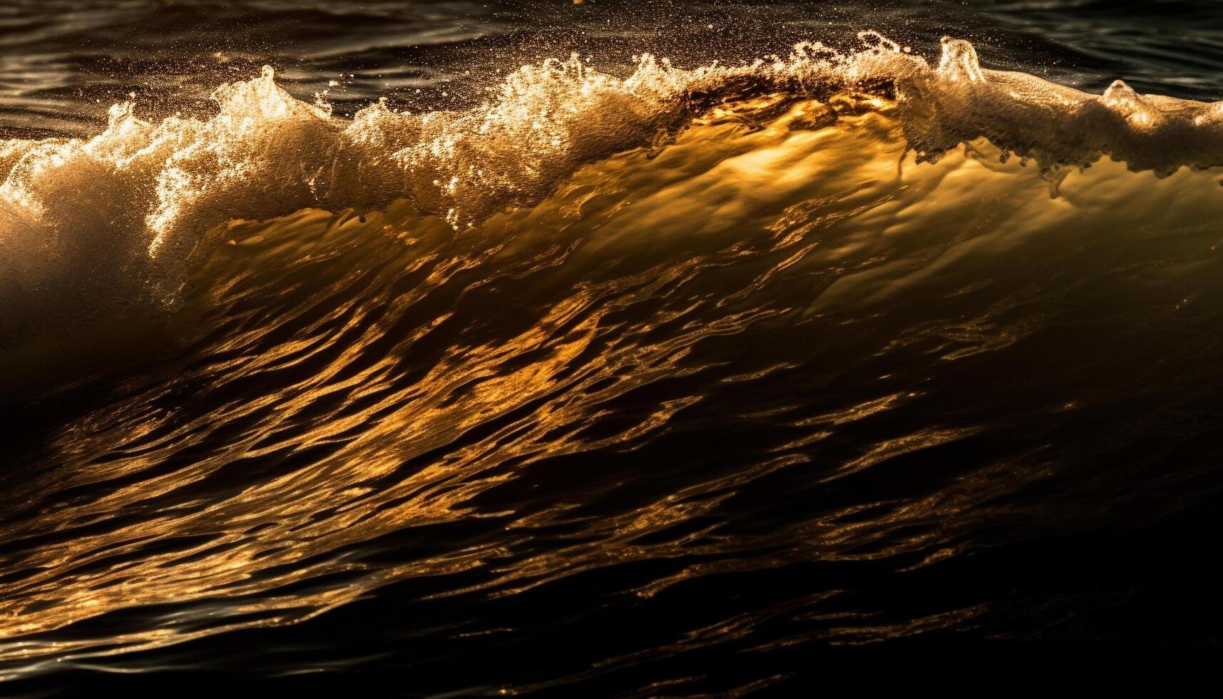 tramonto al di sopra di increspato acqua superficie crea tranquillo, idilliaco paesaggio scena generato di ai foto