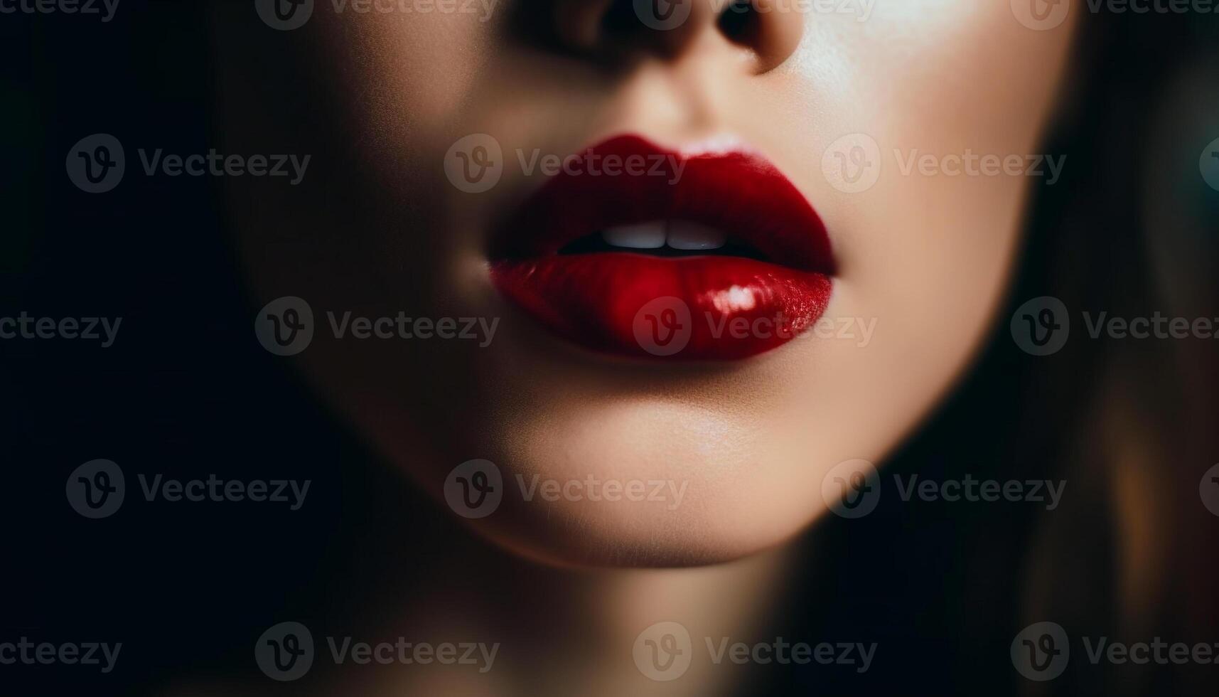 uno bellissimo donna, con eleganza e sensualità, indossare rossetto generato di ai foto