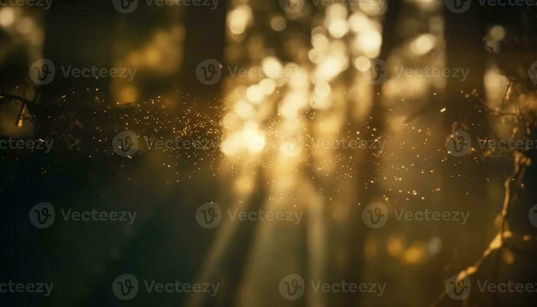 raggiante albero nel sfocato foresta a notte generato di ai foto