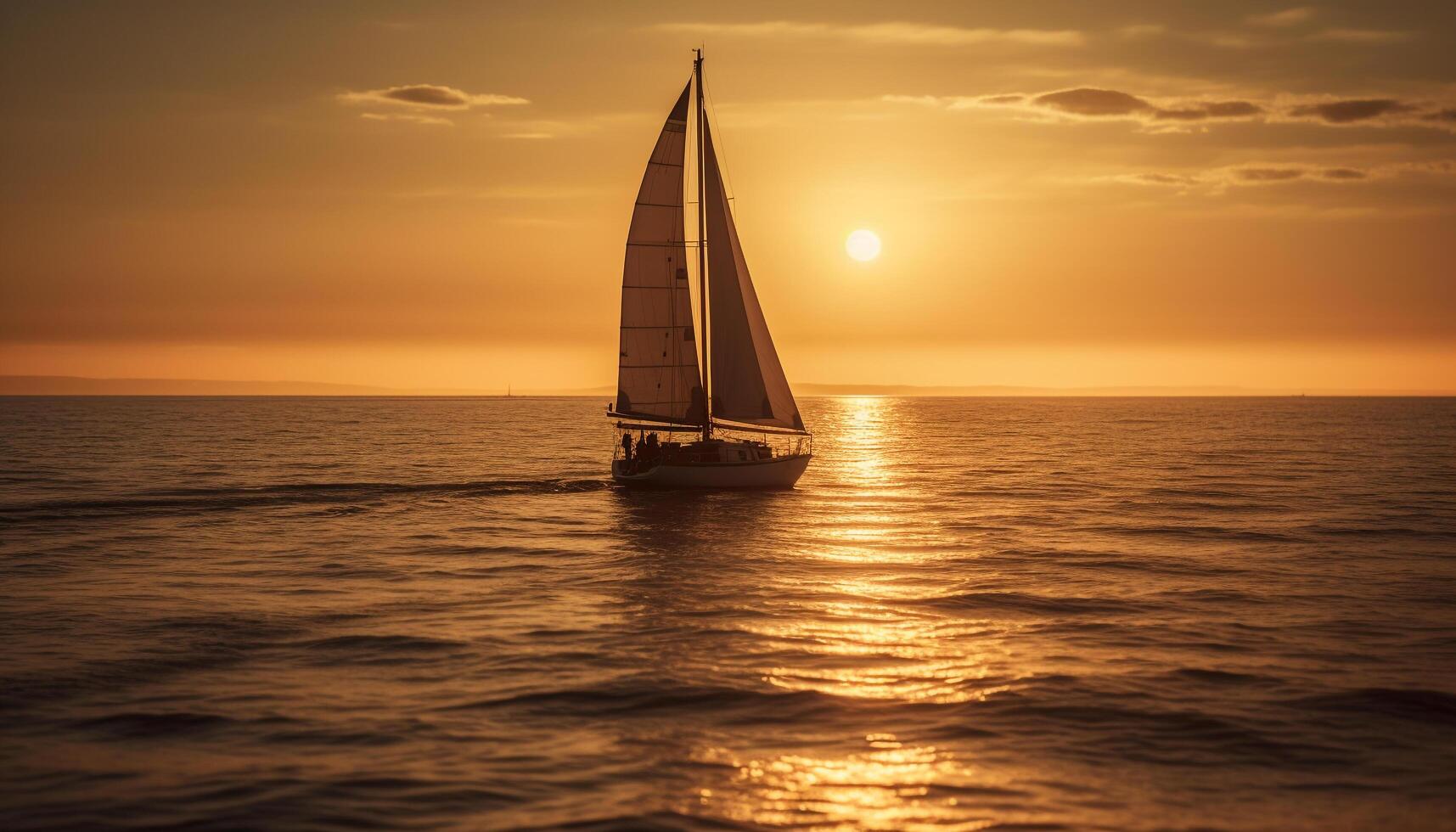 andare in barca yacht gare a tramonto, Due uomini generato di ai foto