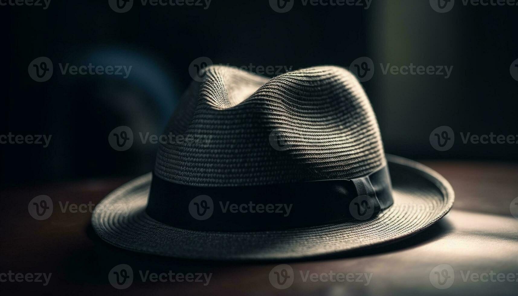 lusso pelle fedora, moderno disegno, nero colore generato di ai foto