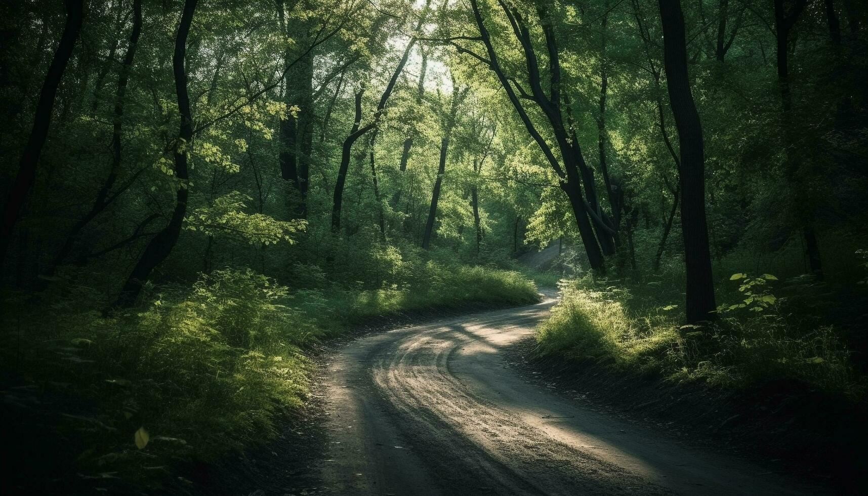 verde alberi linea il avvolgimento nazione strada generato di ai foto