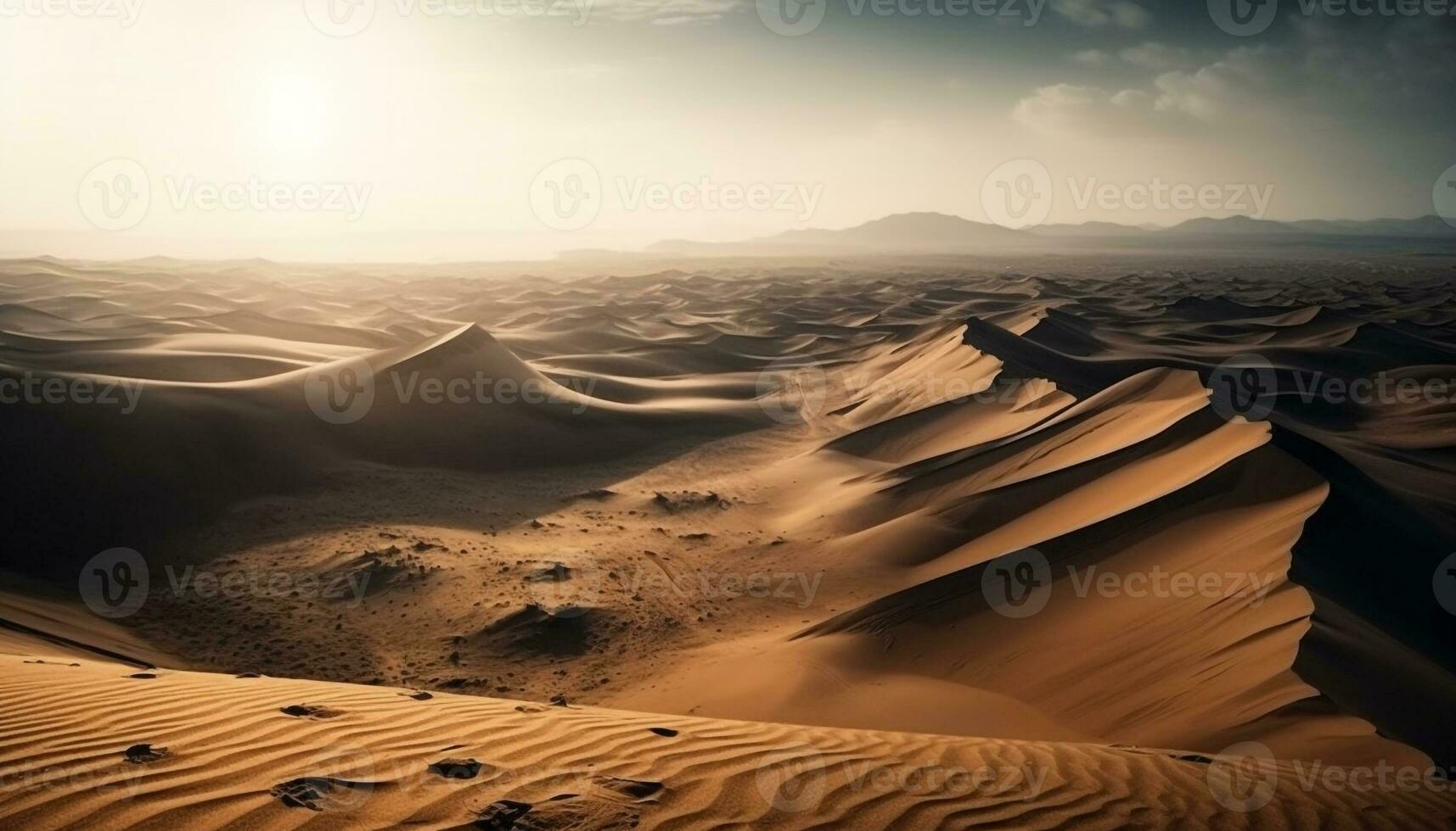 maestoso sabbia dune ondulazione nel tranquillo Alba generato di ai foto