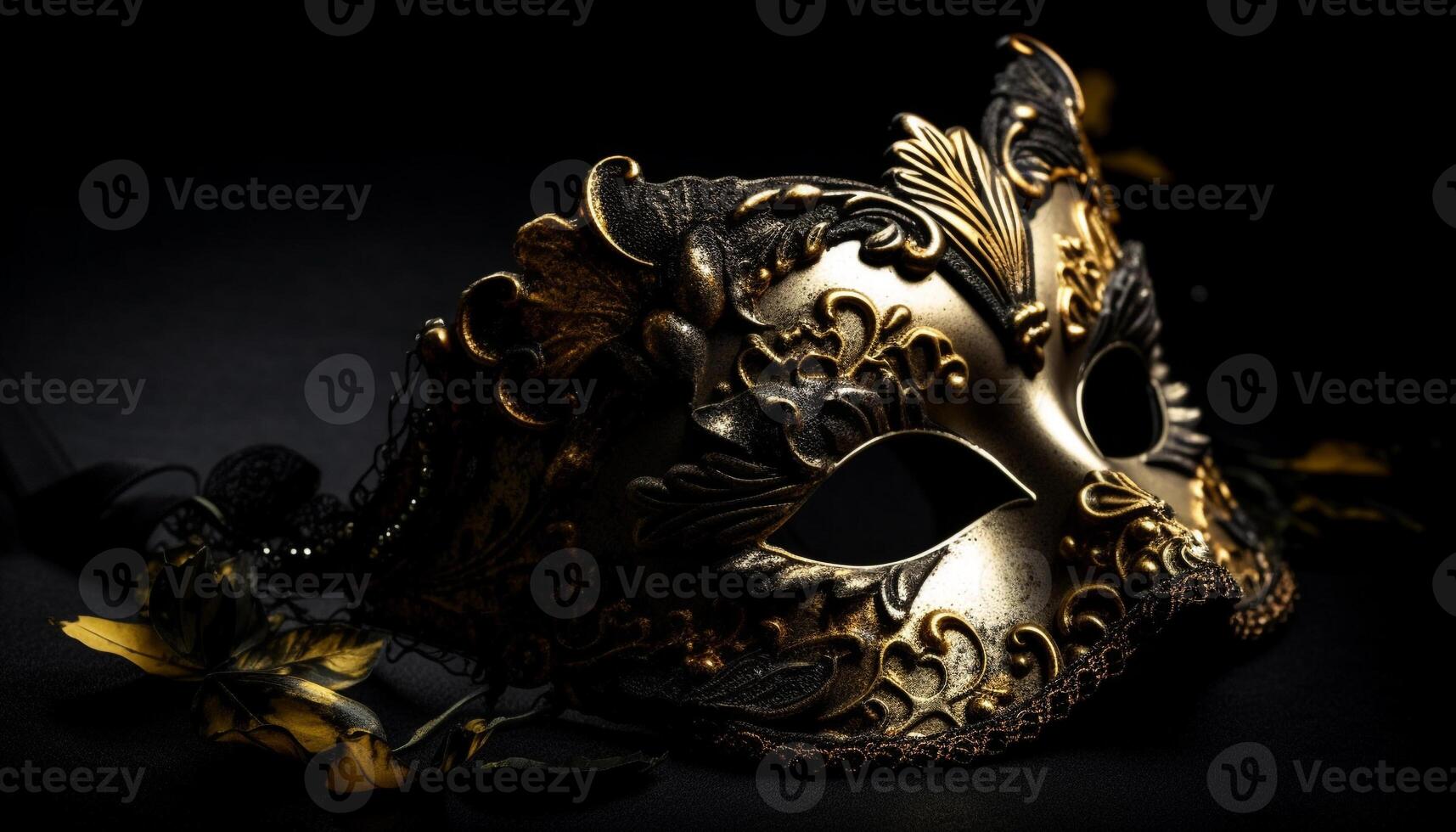 d'oro maschera di ornato eleganza scintille misteriosamente generato di ai foto