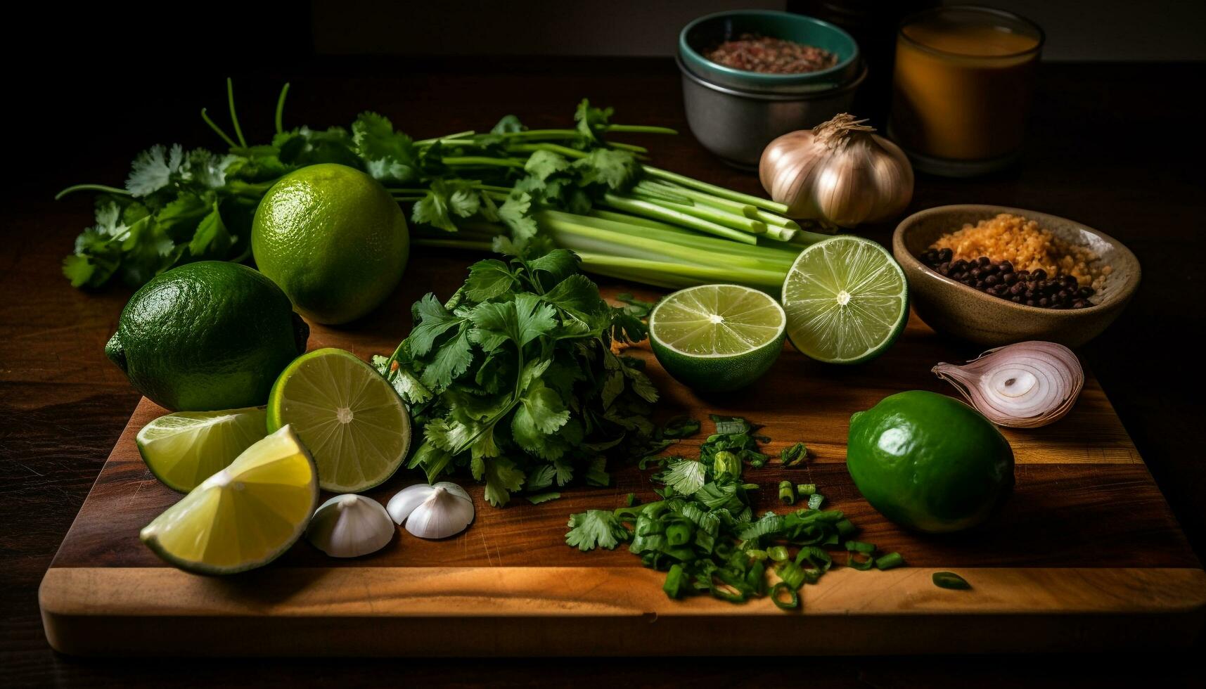 fresco lime, Limone, e coriandolo insalata con avocado generato di ai foto