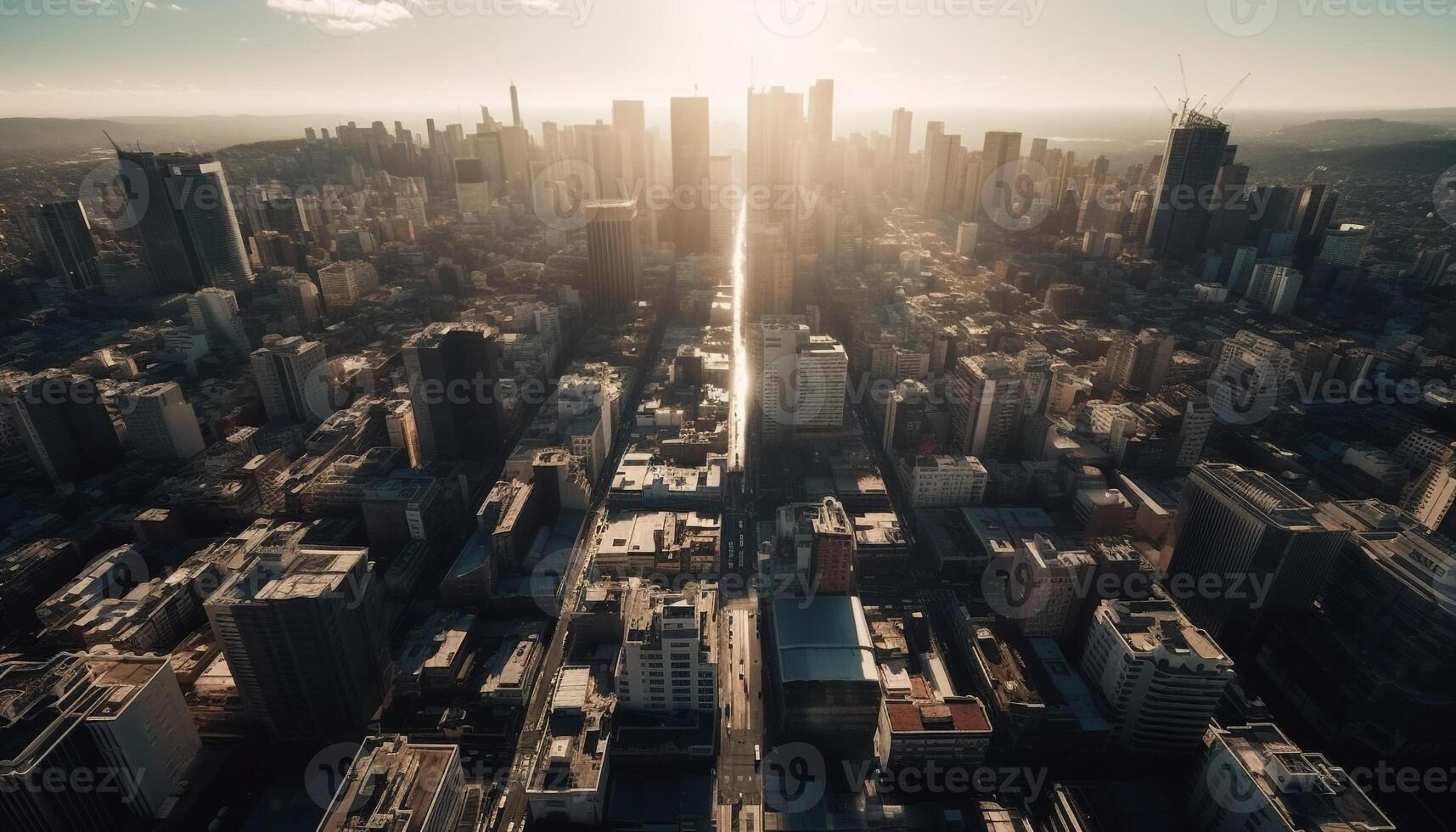 illuminato grattacieli leggero su il città orizzonte generato di ai foto