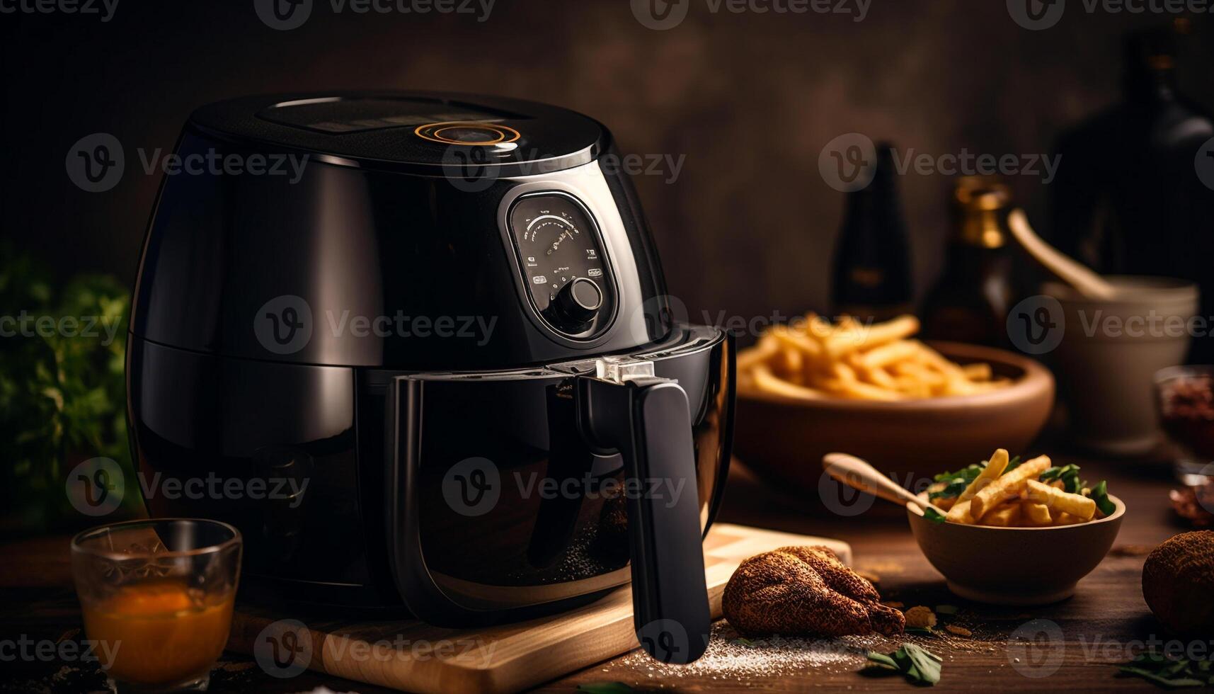 fresco caffè e pane su rustico tavolo generato di ai foto