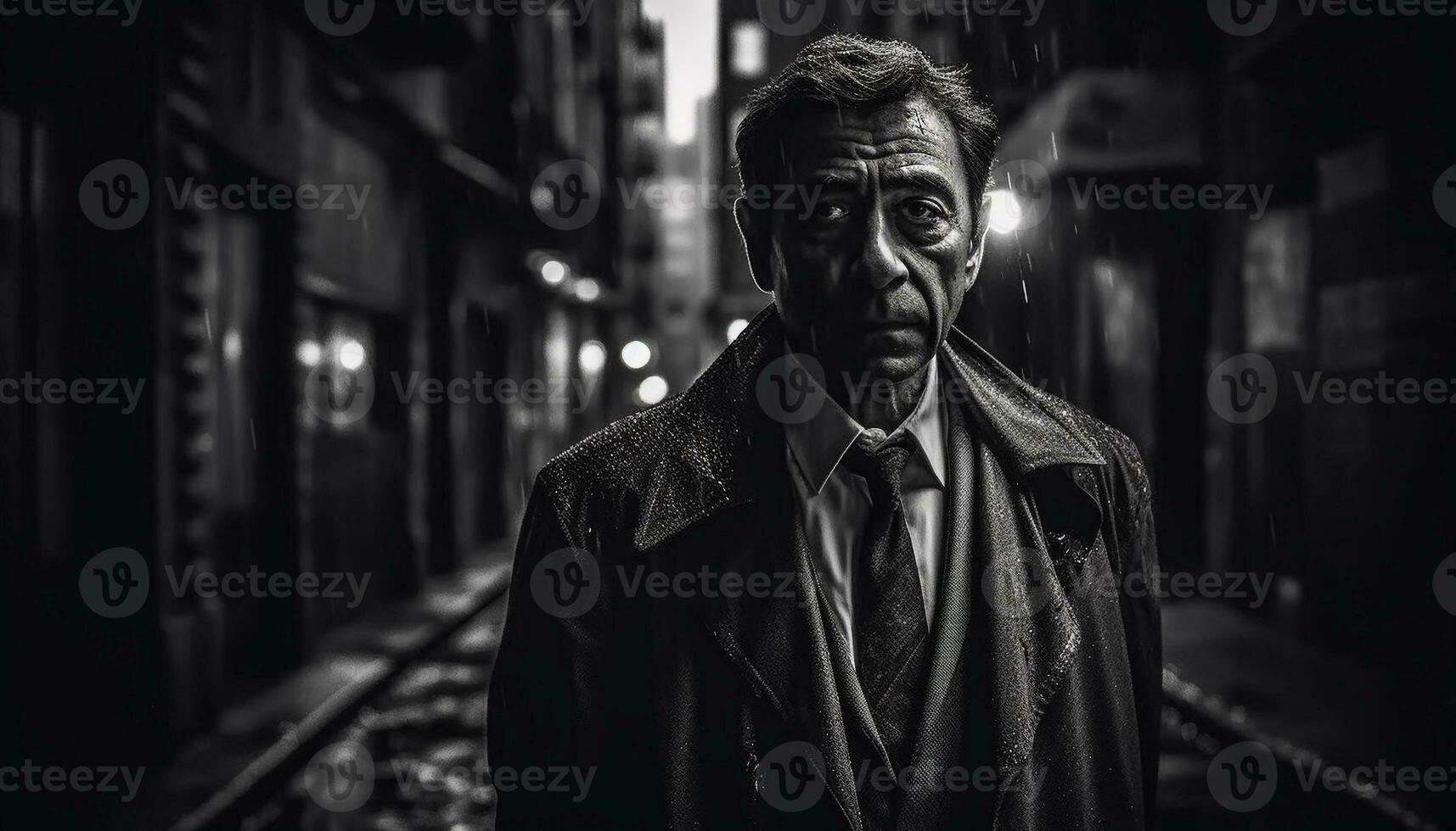 fiducioso uomo d'affari nel città strada a notte generato di ai foto