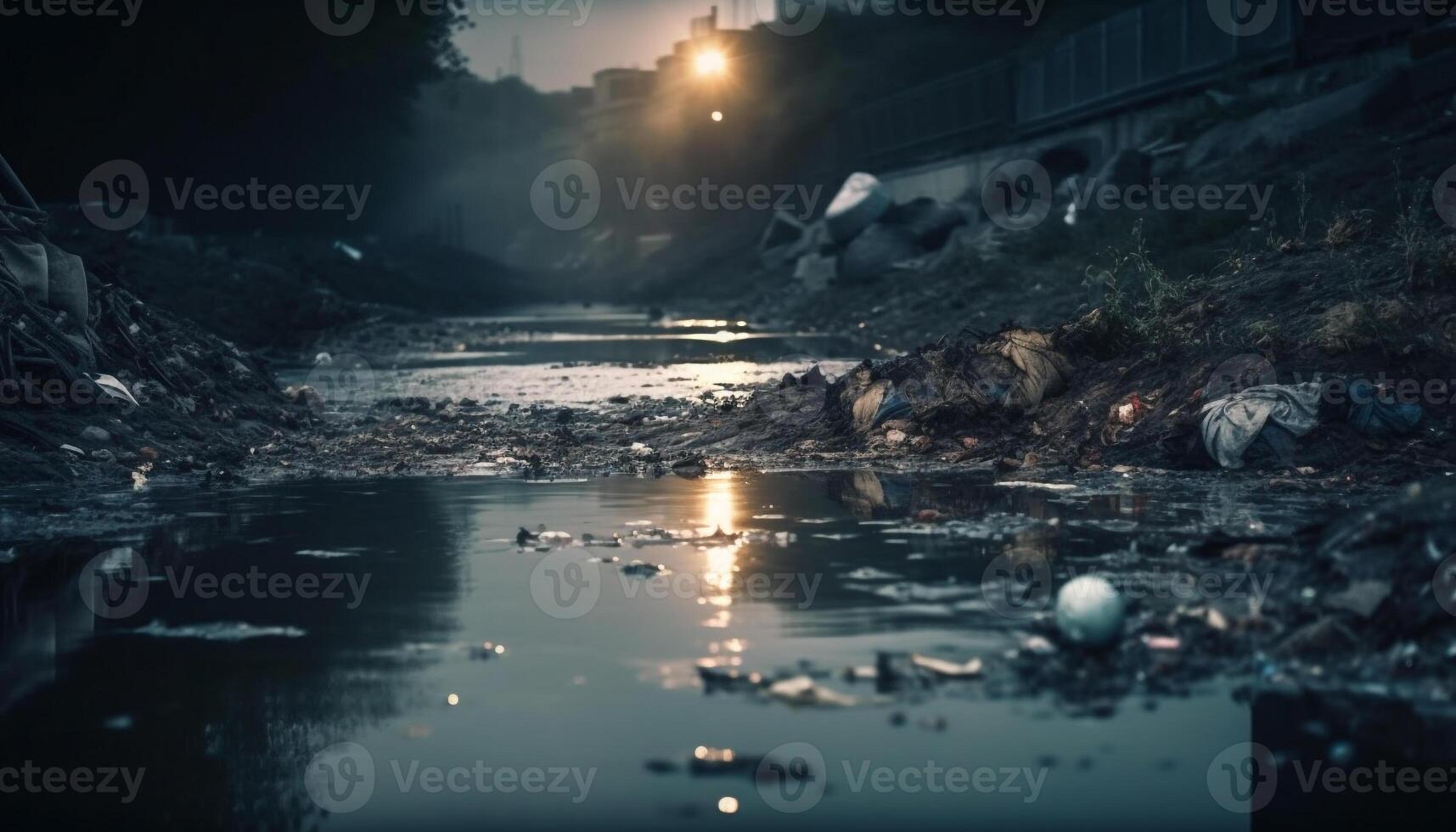 montagna riflessione su tranquillo acqua a crepuscolo generato di ai foto