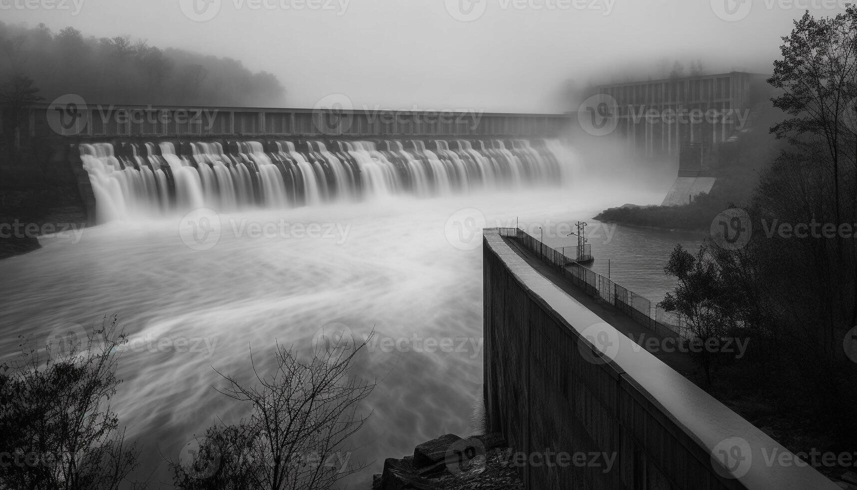 idroelettrico energia stazione genera elettricità a partire dal natura fluente acqua generato di ai foto