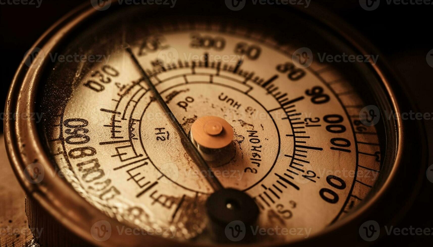 vecchio barometro valutare le misure notte temperatura con precisione generato di ai foto