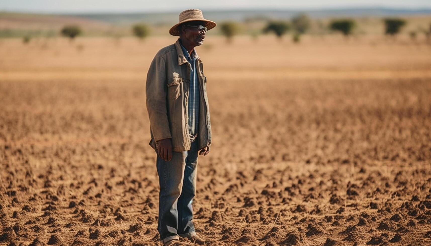 maturo azienda agricola lavoratore raccolta Grano con fiducia generato di ai foto