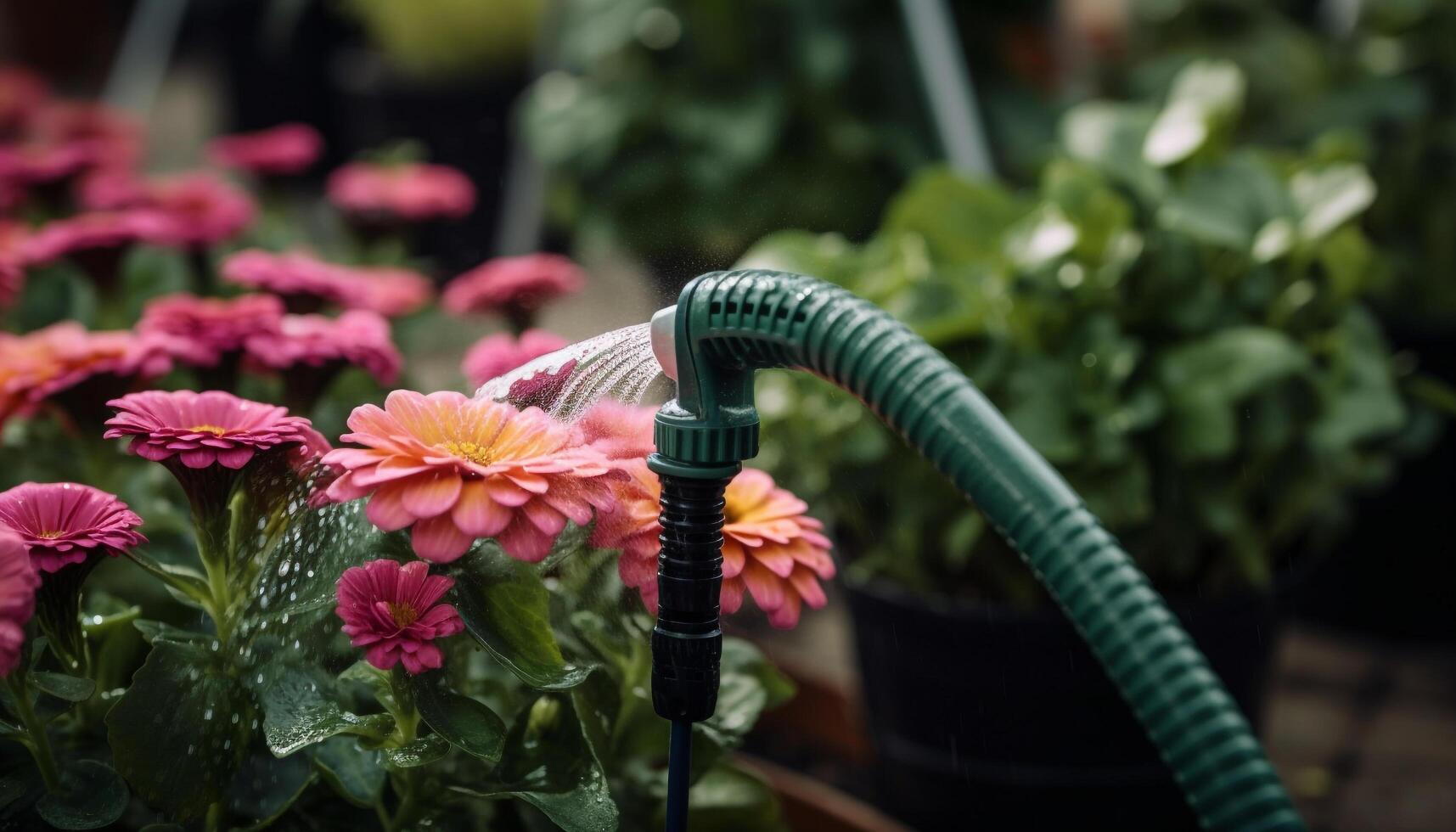 Multi colorato fiore testa è bagnato a partire dal liquido generato di ai foto