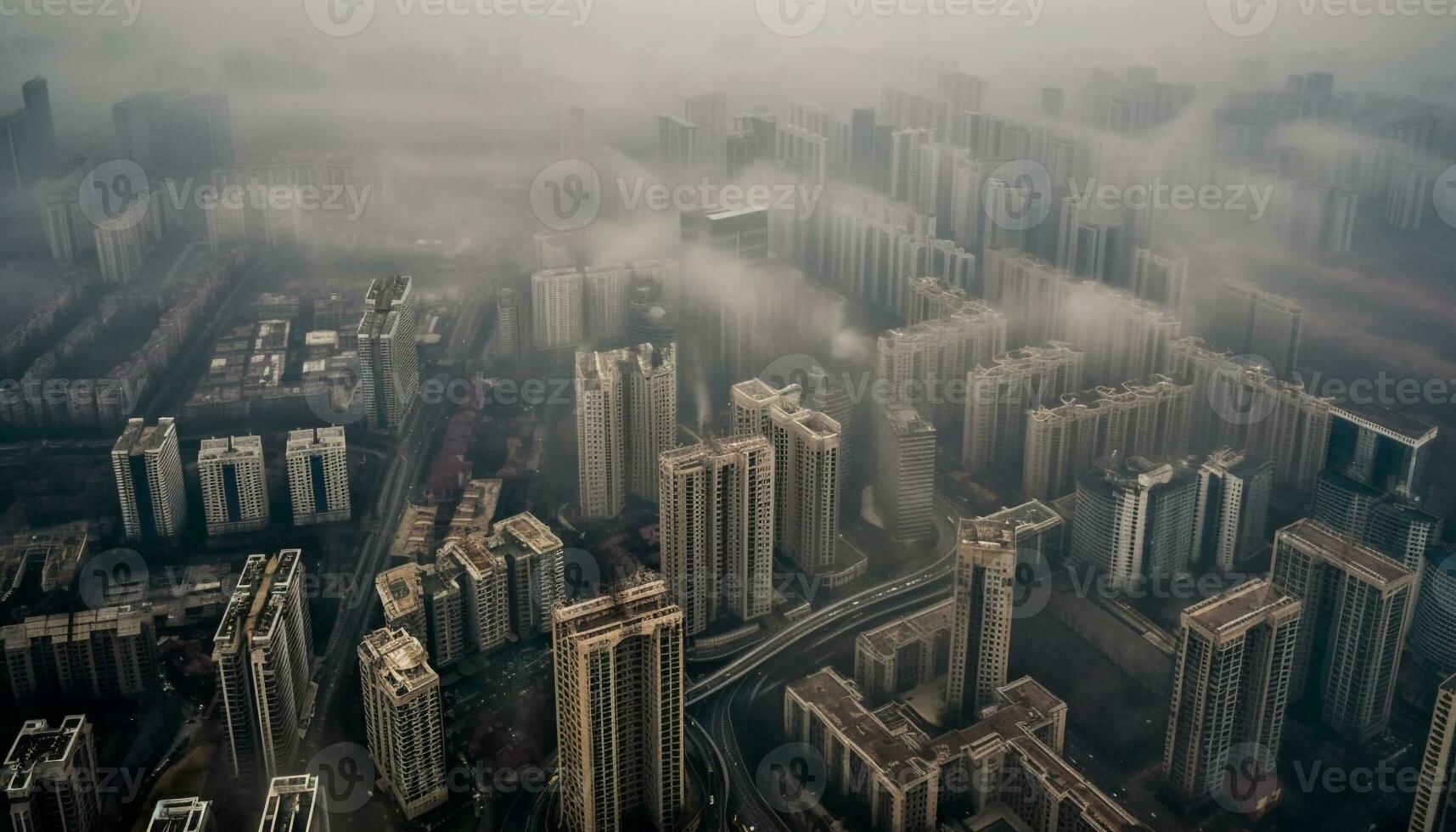 raggiante grattacieli illuminare il moderno città orizzonte generato di ai foto