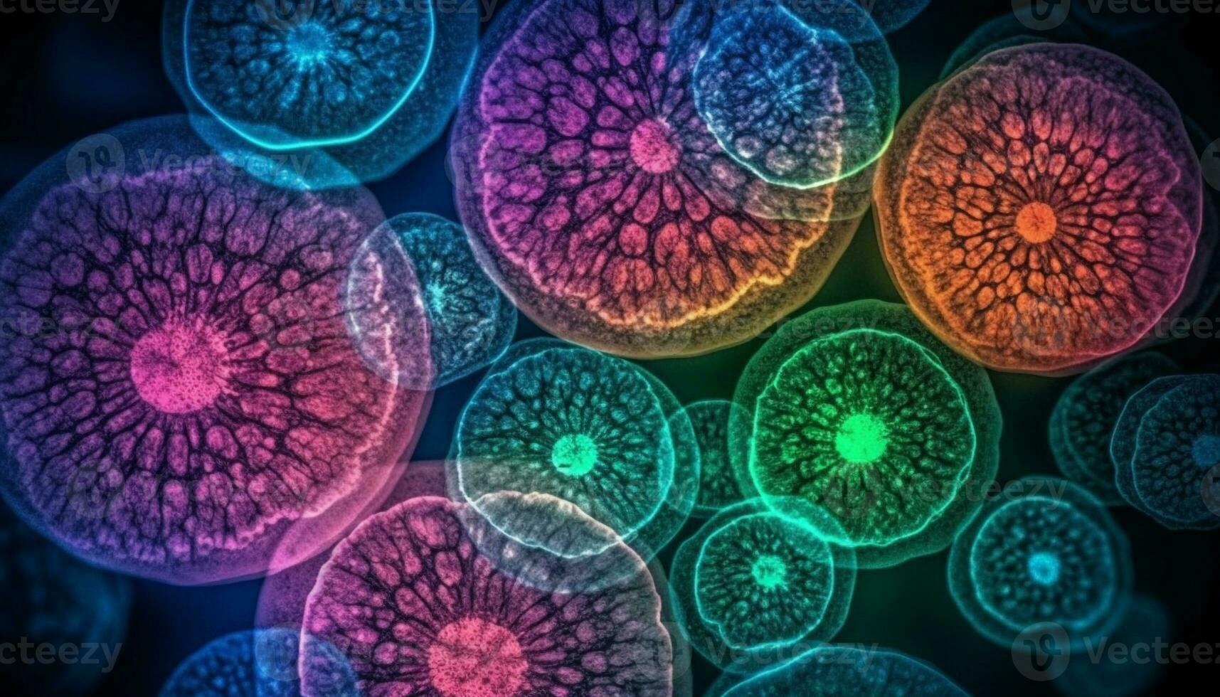 scientifico microfotografia rivela natura intricato cellulare modelli generato di ai foto