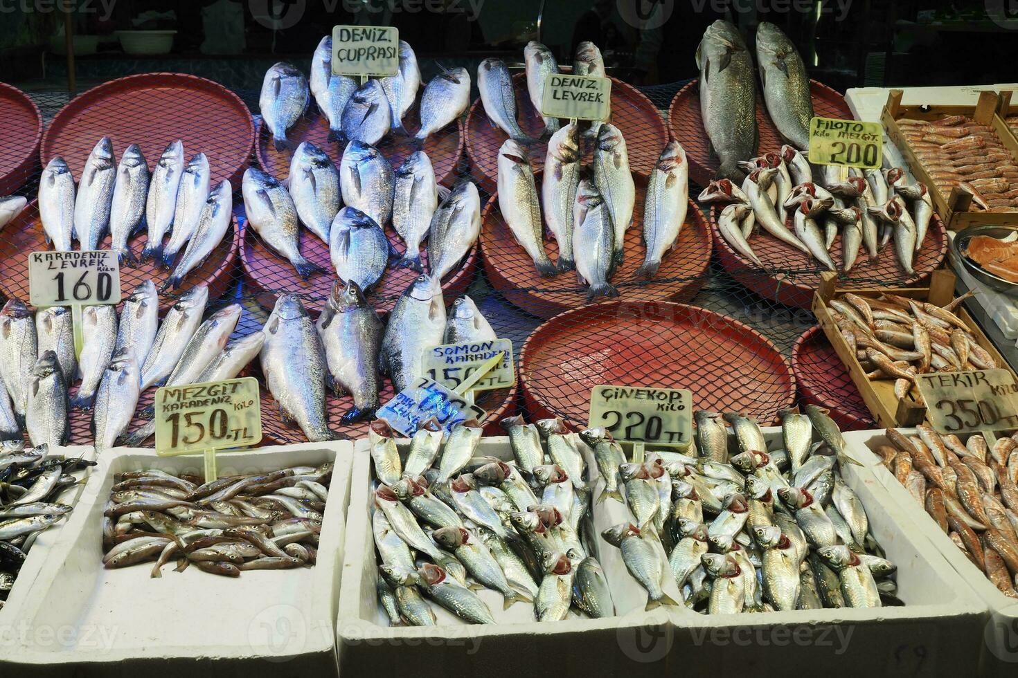 fresco pesce nel ghiaccio a Locale mercato negozio foto