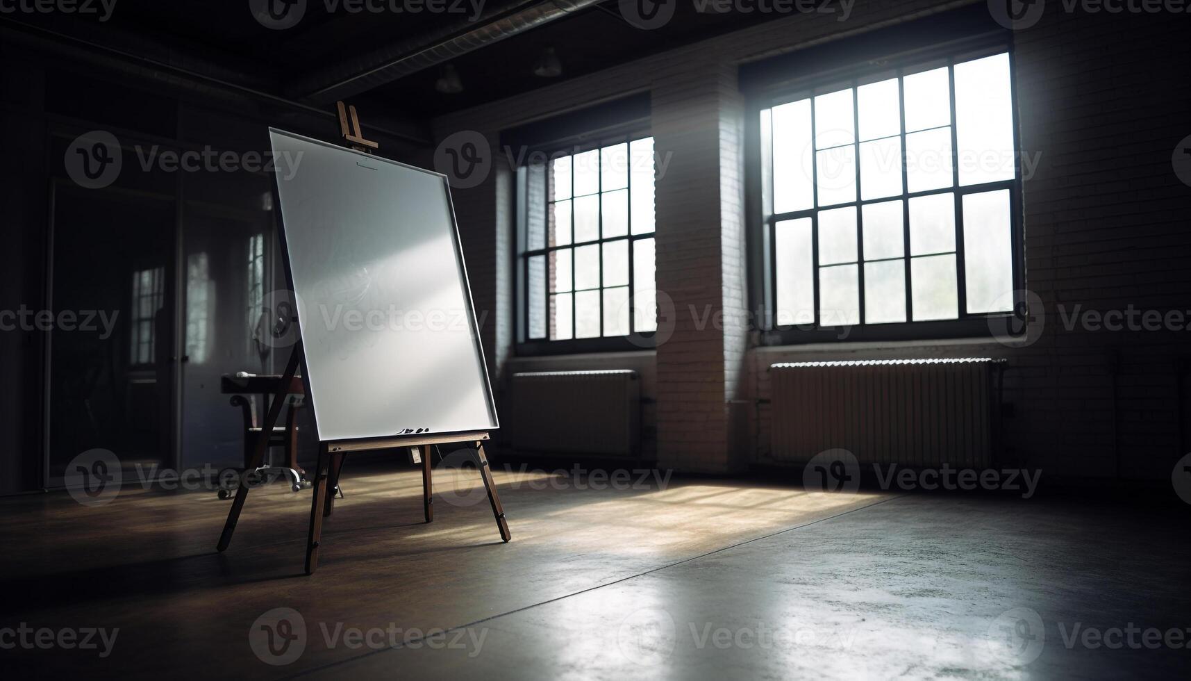 moderno aula con vuoto sedie e presentazione attrezzatura generato di ai foto