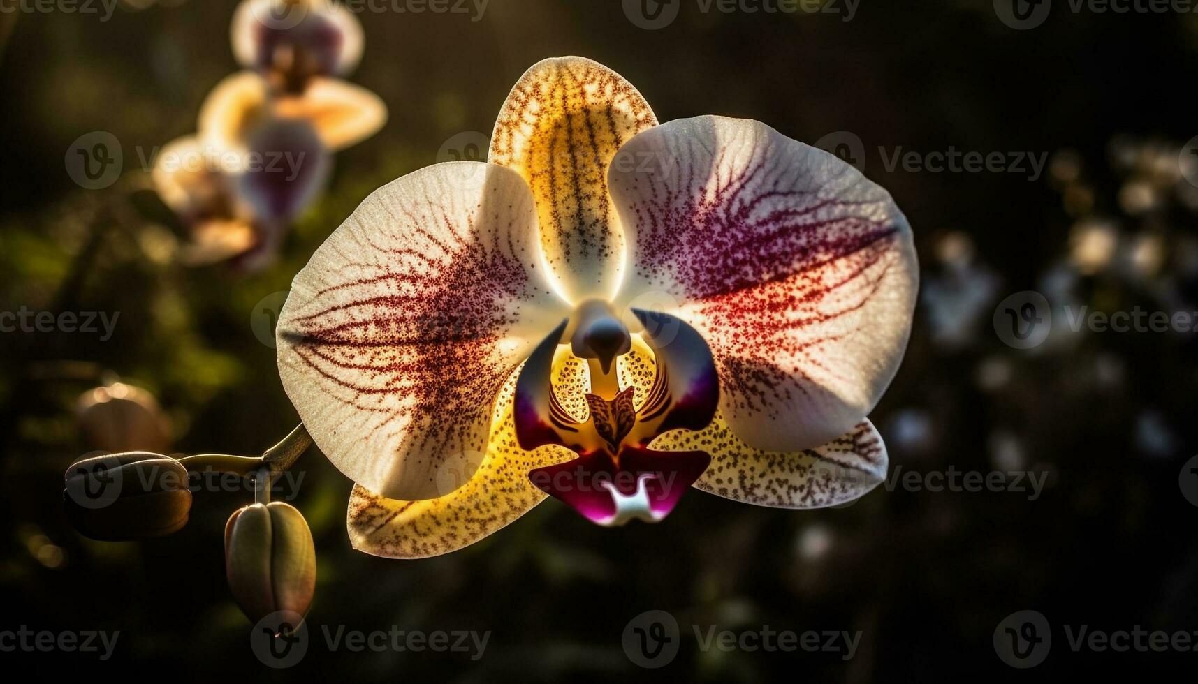 esotico falena orchidea fiori con delicato eleganza generato di ai foto