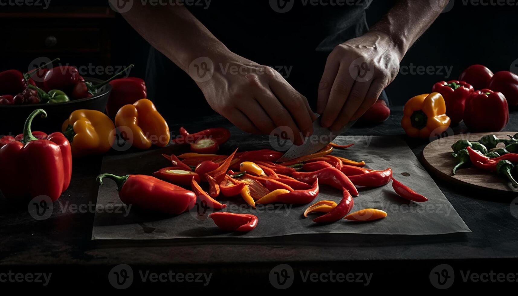 mano Tenere fresco biologico verdure per salutare vegetariano cucinando preparazione generato di ai foto