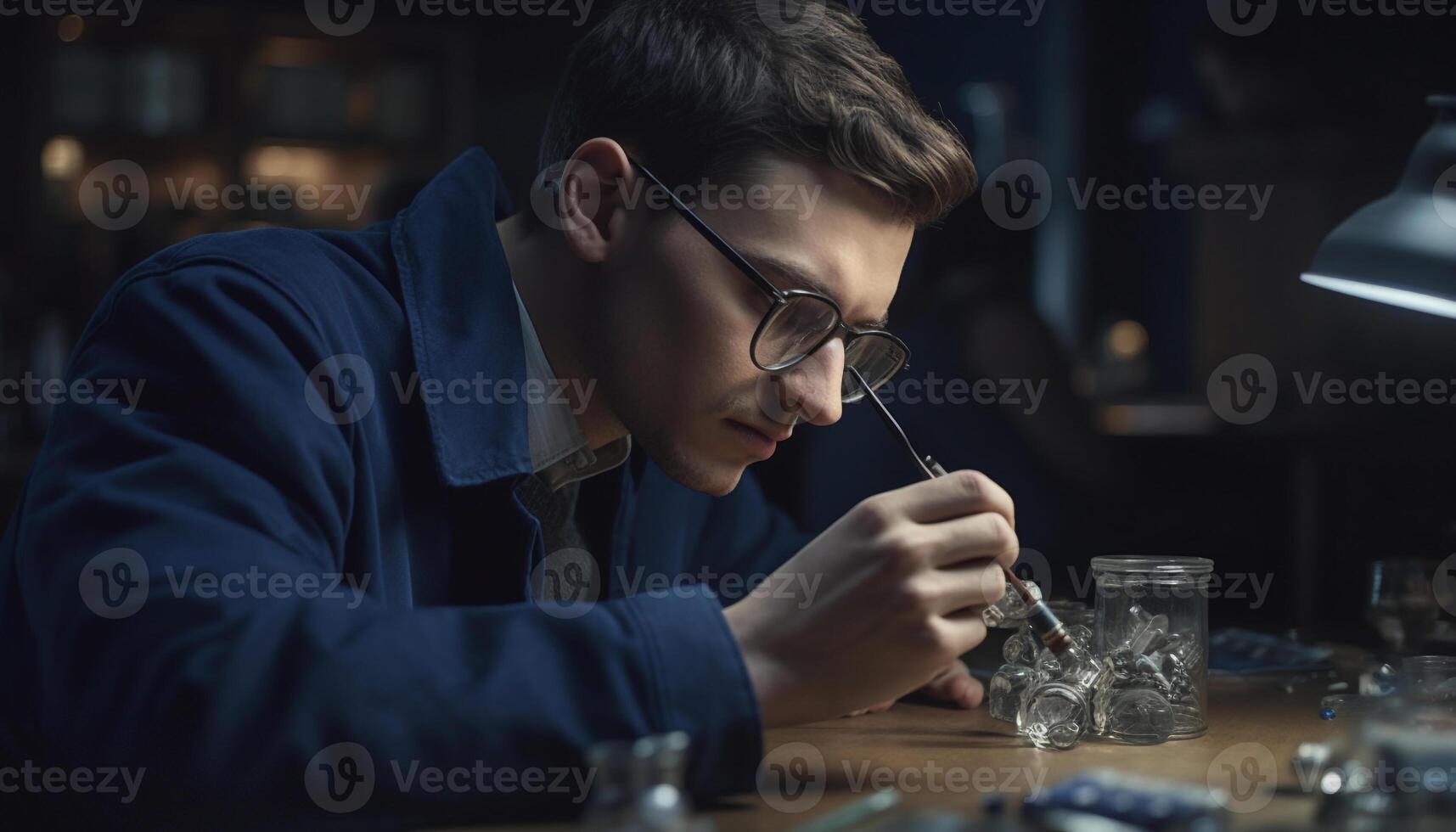 fiducioso giovane uomo d'affari Tenere whisky, seduta a bar nel discoteca generato di ai foto