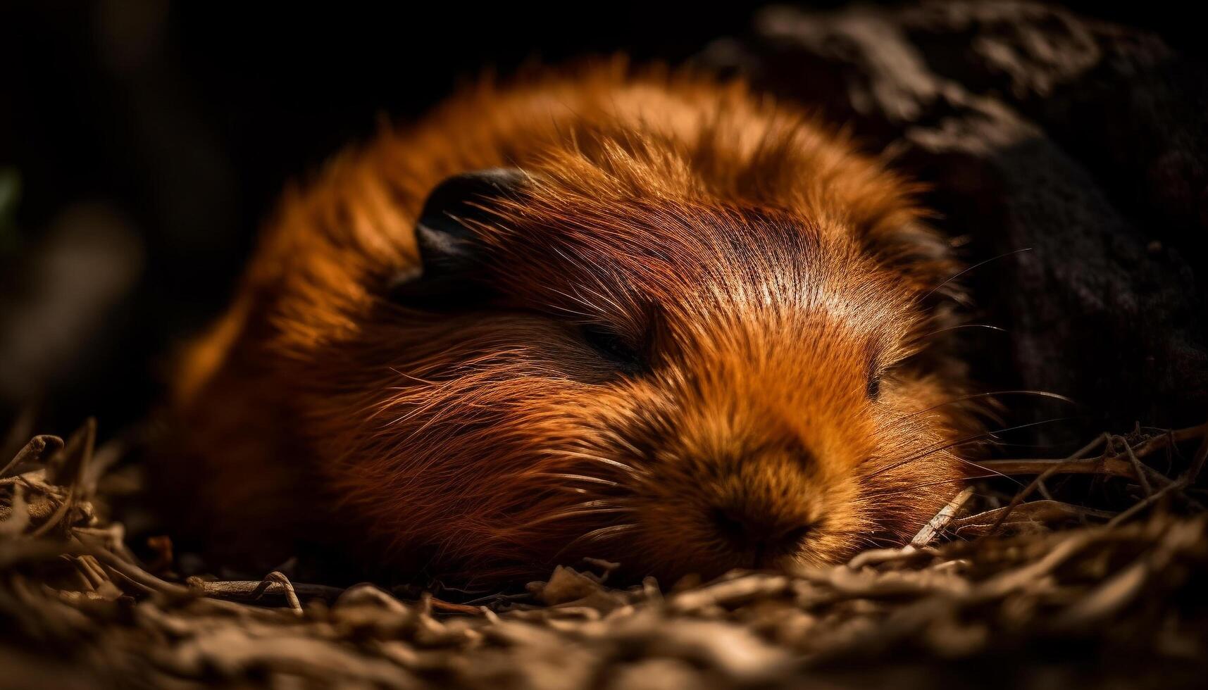 soffice Guinea maiale con barba dire bugie su erba, guardare carino generato di ai foto