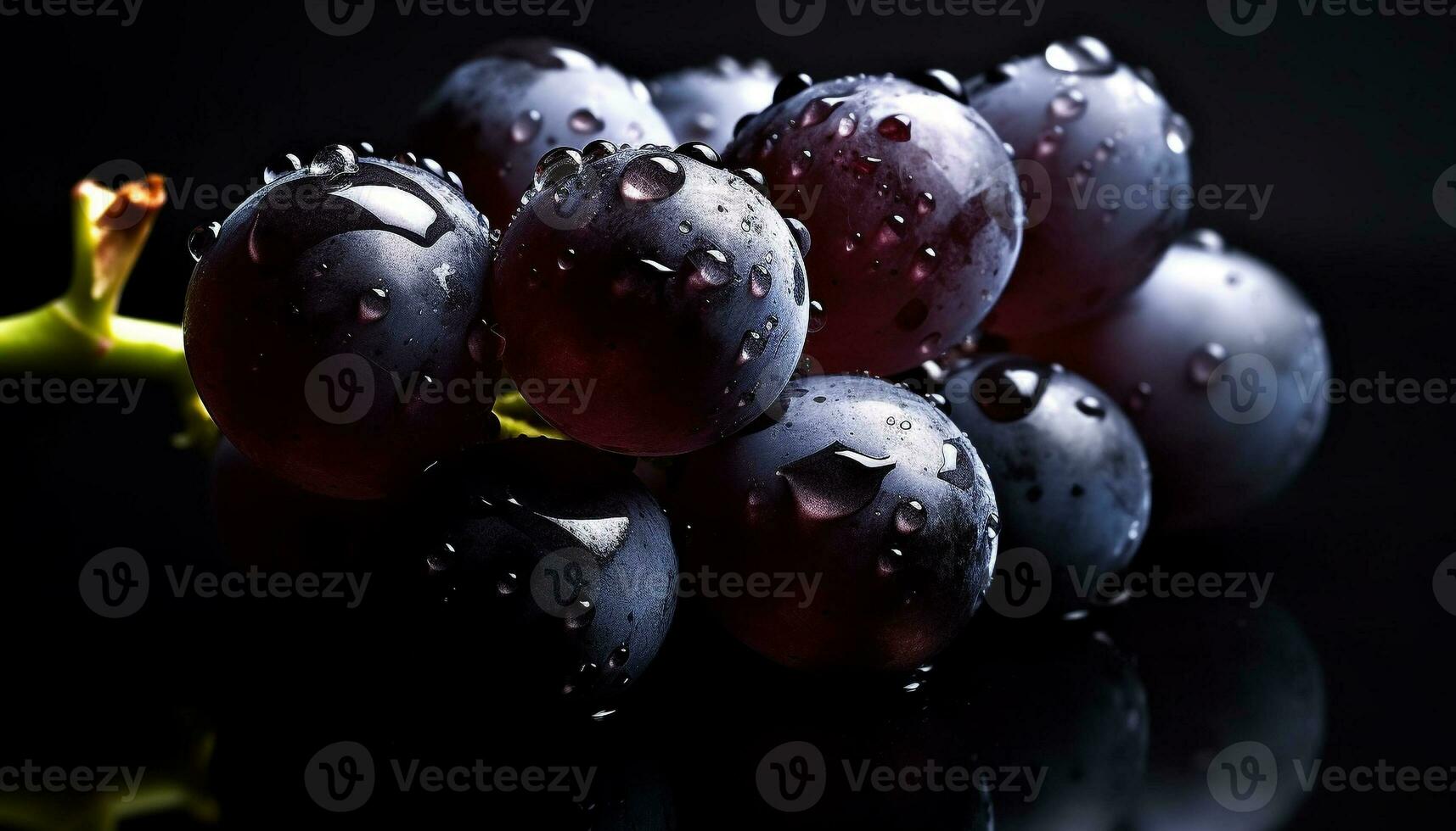 fresco uva grappolo, maturo e succoso, riflettendo natura dolcezza generato di ai foto