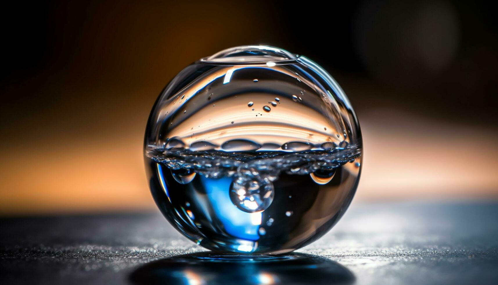 trasparente bicchiere sfera riflette bagnato natura purezza nel ancora vita generato di ai foto