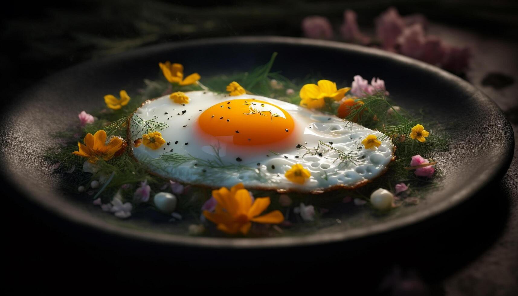 salutare buongustaio pasto con biologico verdura e fresco fiore contorno generato di ai foto