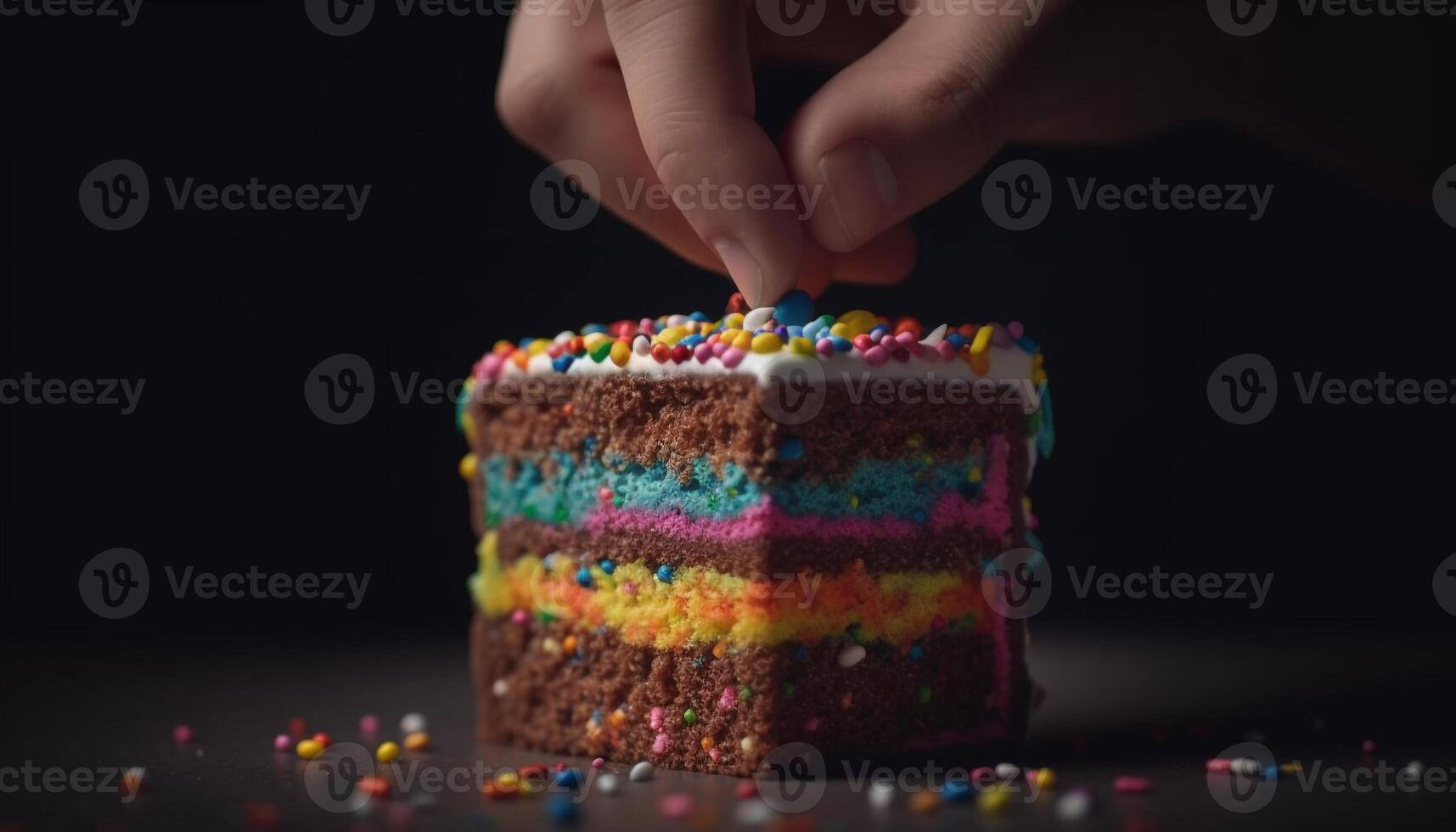 mano Tenere colorato compleanno biscotto con cremoso glassatura e decorazione generato di ai foto