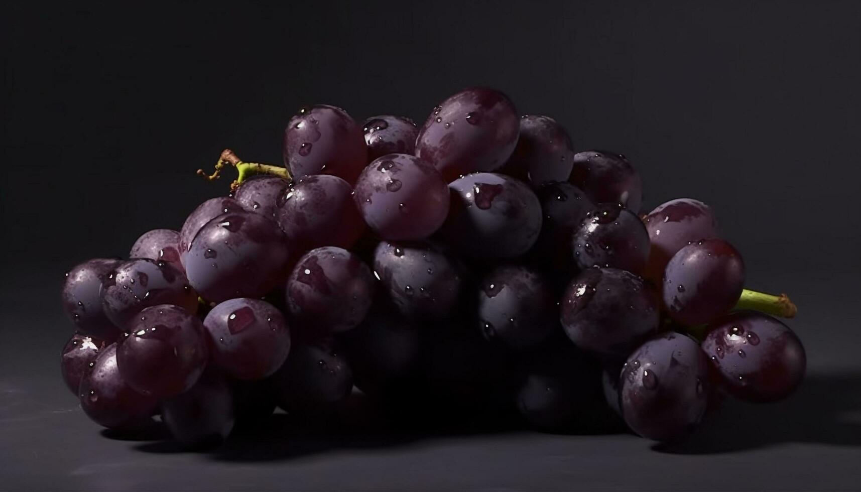 succoso viola uva mazzo su frondoso pianta, simboleggiante biologico agricoltura generato di ai foto