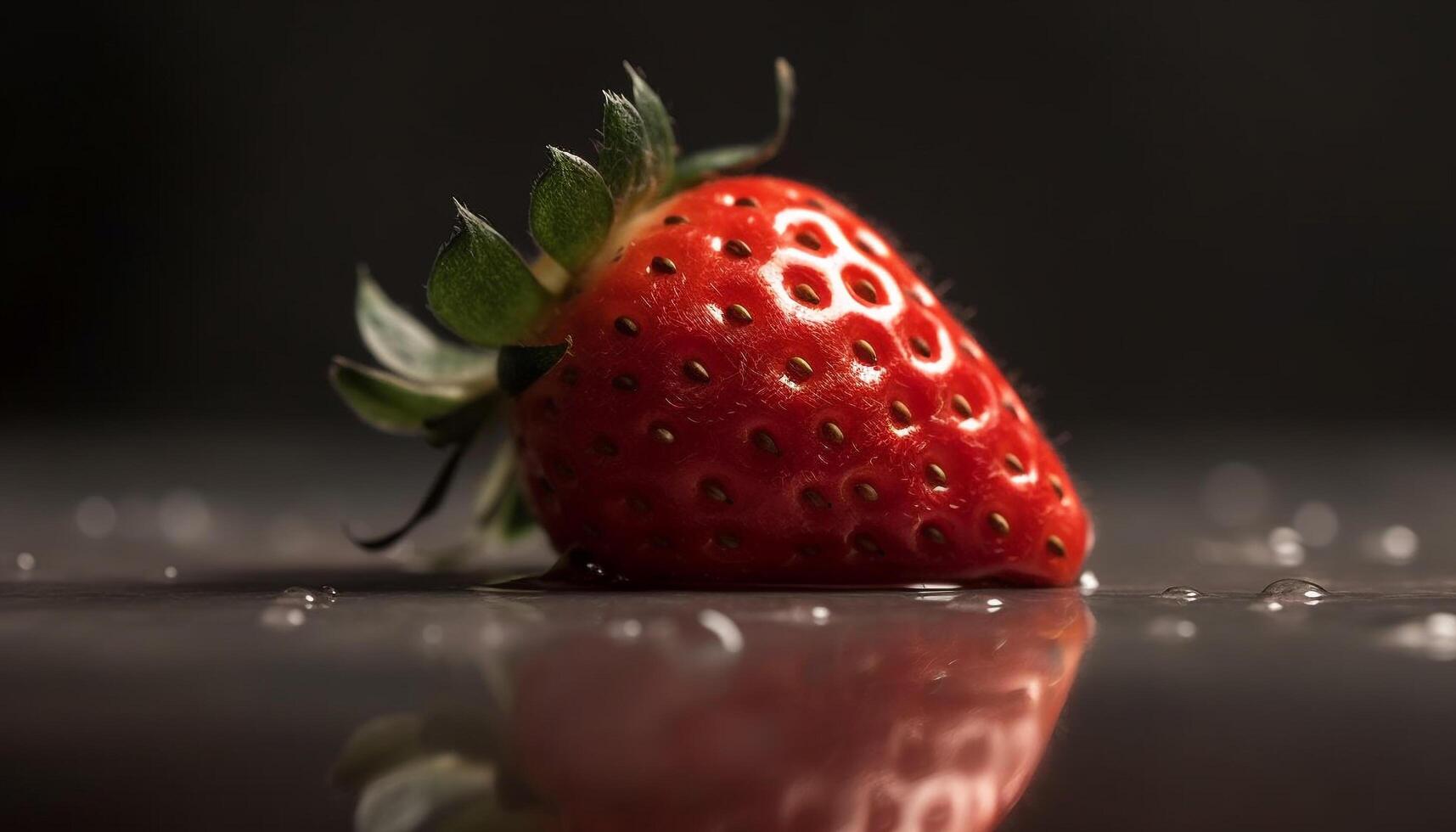 succoso maturo fragola, un' rinfrescante estate merenda con vivace freschezza generato di ai foto