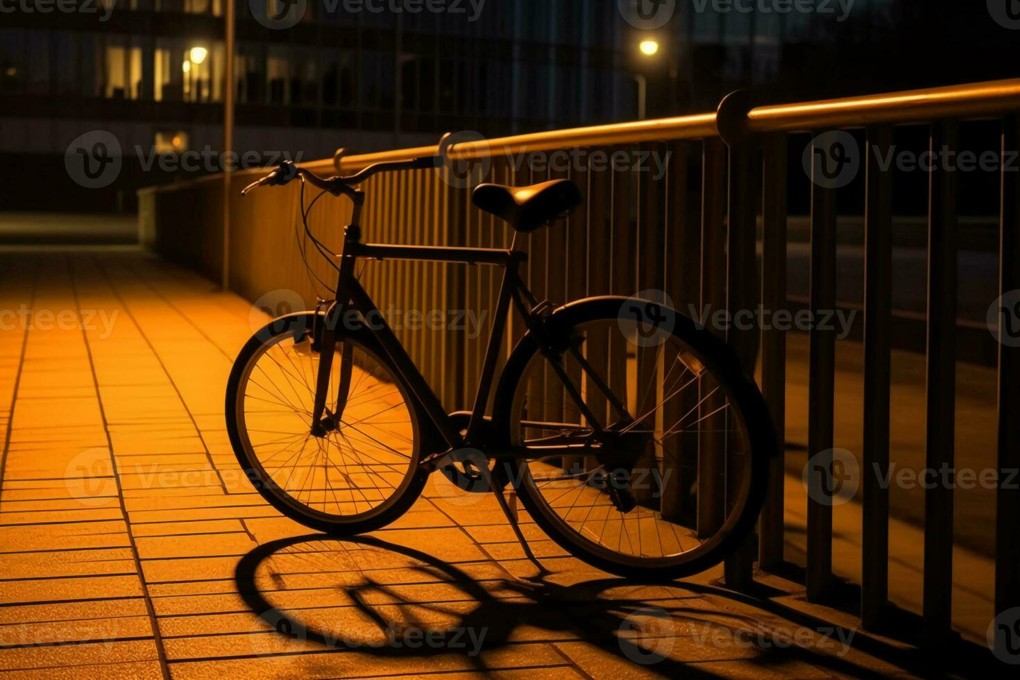 ombra di bicicletta a d'oro ora nel amburgo. ai generativo foto