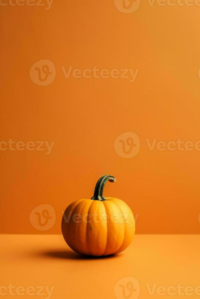 un' foto di un minimalista arancia zucca sfondo con copia spazio. ai generativo