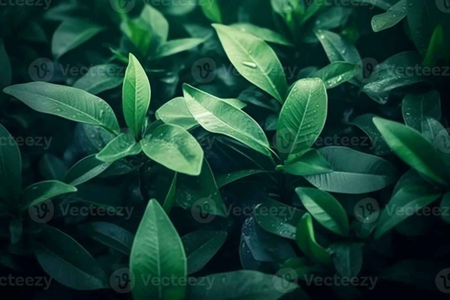 naturale sfondo confine con fresco succoso le foglie con morbido messa a fuoco all'aperto nel natura. ai generativo foto