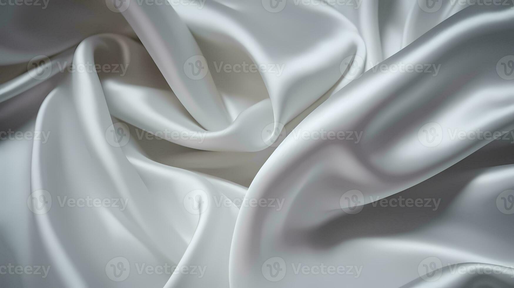 bianca raso di seta stoffa servi come un' sfondo, con ondulato pieghe e pieghe, fornire ampio copyspace. generativo ai foto