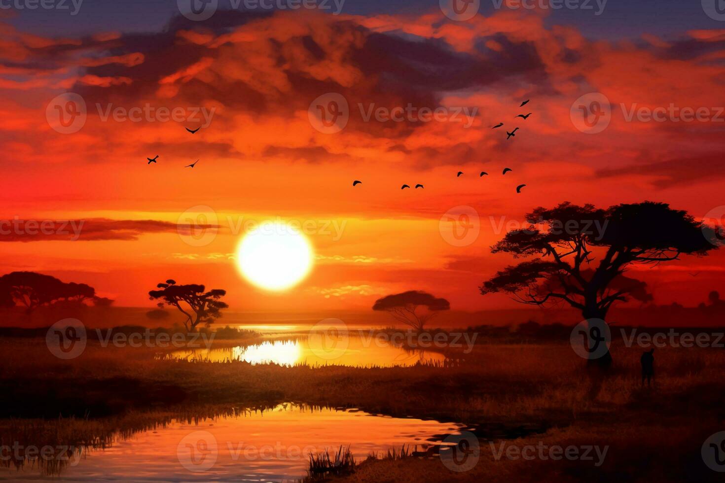 vivace colori di il africano tramonto. ai generativo foto