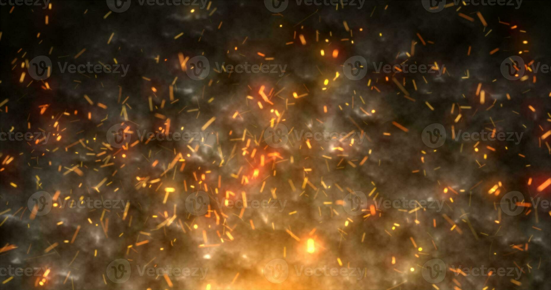 astratto arancia raggiante Fumo a partire dal fuoco di bivacco e volante luminosa scintille sfondo foto