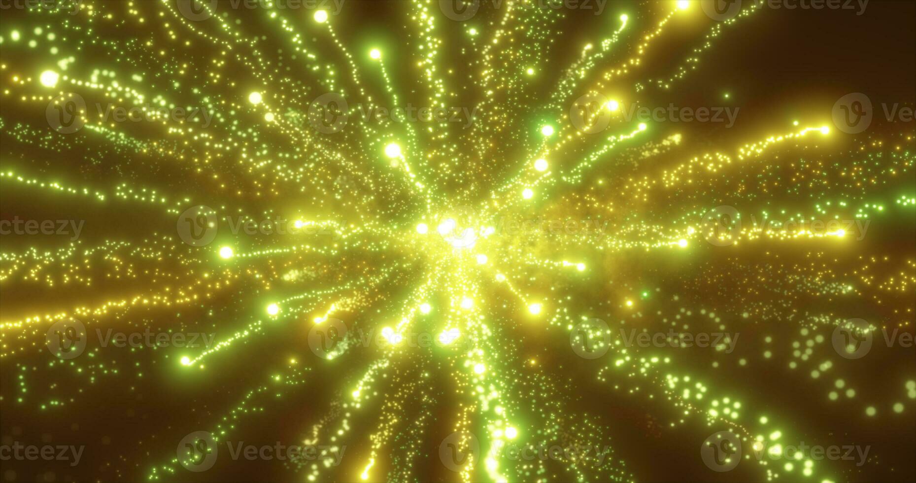 astratto giallo energia fuochi d'artificio particella saluto magico luminosa raggiante futuristico hi-tech con sfocatura effetto e bokeh sfondo foto