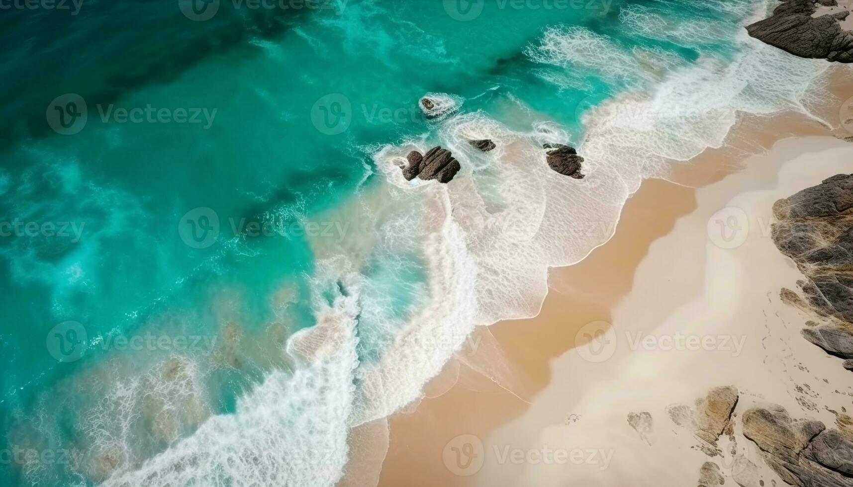 turchese onde rompere su bali roccioso costa generato di ai foto