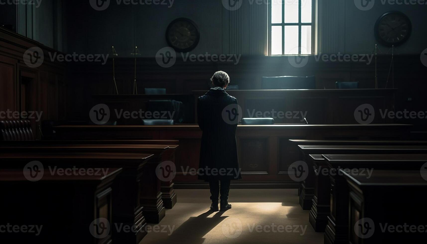 adulti in piedi nel buio Cattedrale, apprendimento spiritualità a partire dal sacerdote generato di ai foto