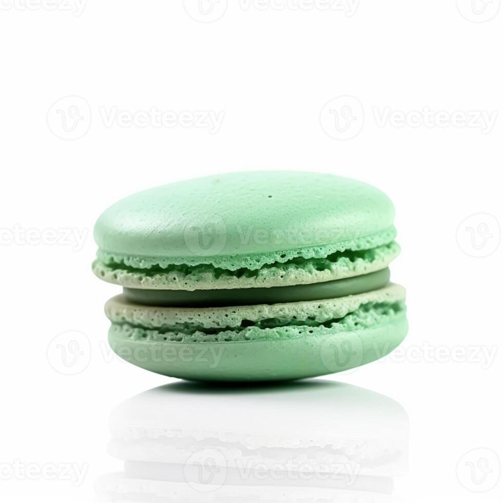 macaron amaretto isolato su bianca sfondo, crema pastello elegante bar dolce, dolce cibo e vacanza torta per lusso confetteria, generativo ai foto