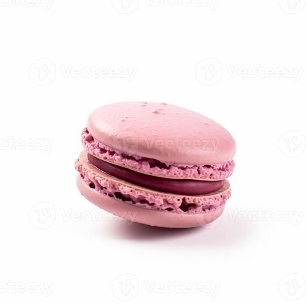 macaron amaretto isolato su bianca sfondo, crema pastello elegante bar dolce, dolce cibo e vacanza torta per lusso confetteria, generativo ai foto