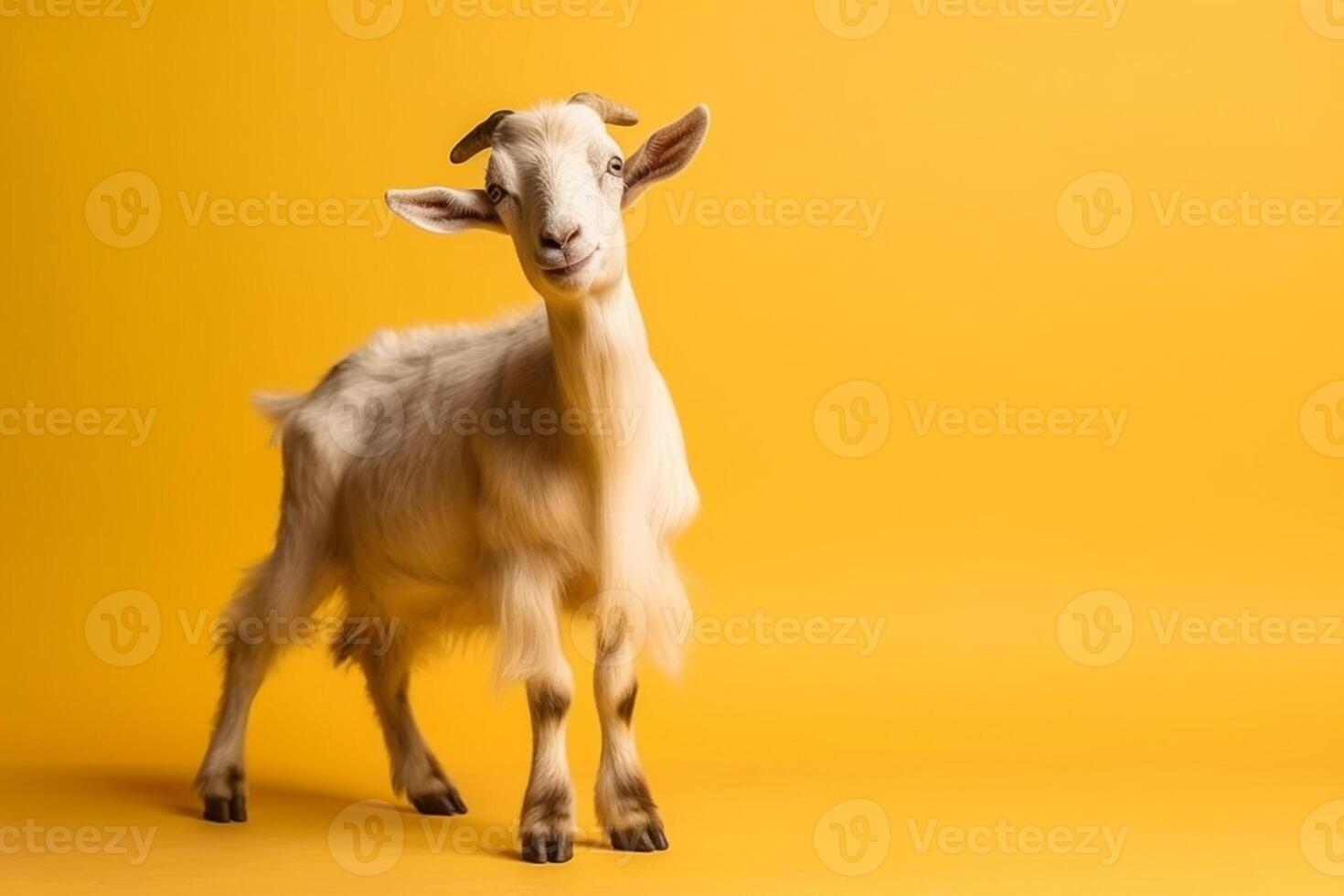 un' potrait di carino animale capra con grande vuoto sfondo ai generativo foto