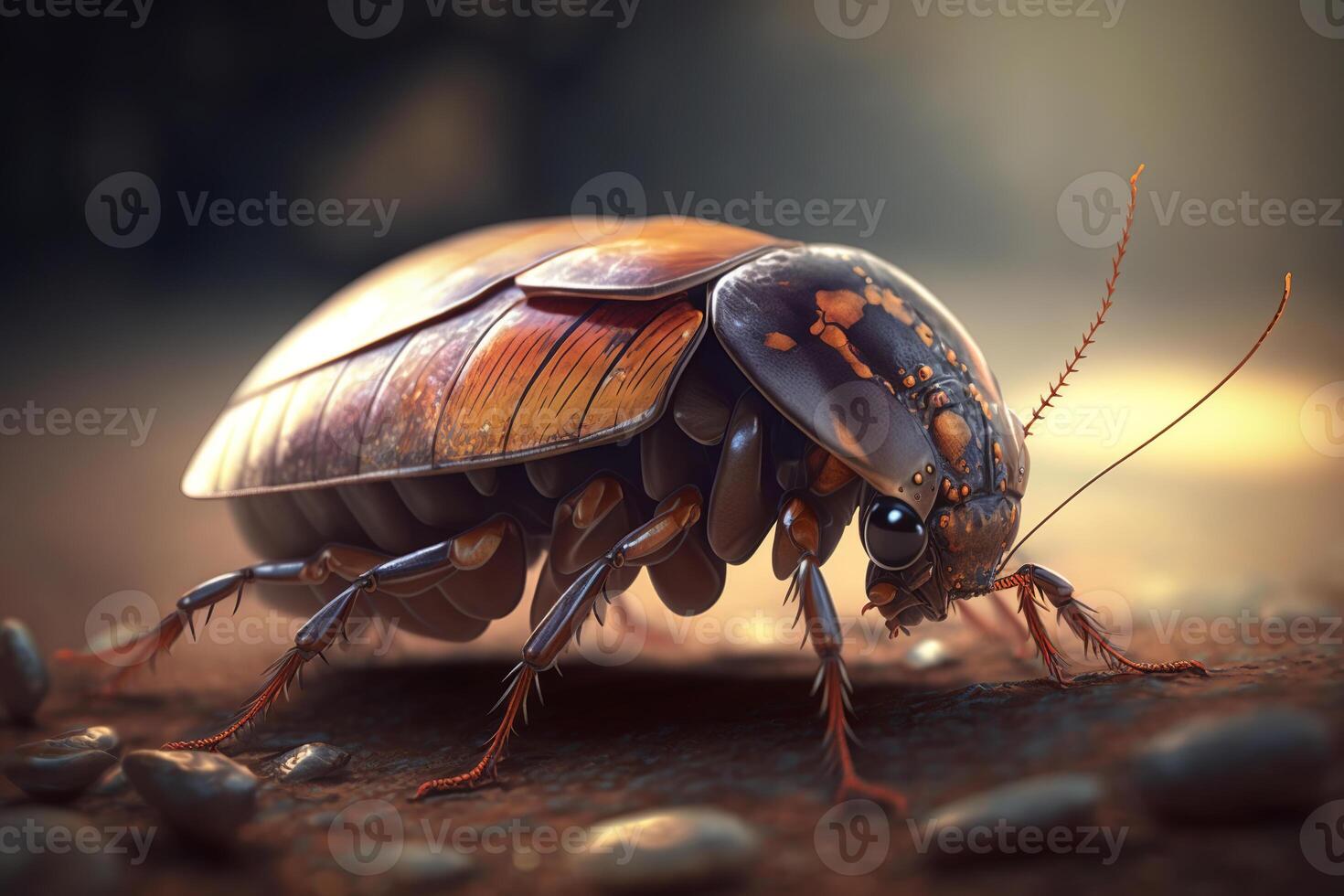 avvicinamento di scarafaggio, un insetto parassita. generativo ai illustrazione foto