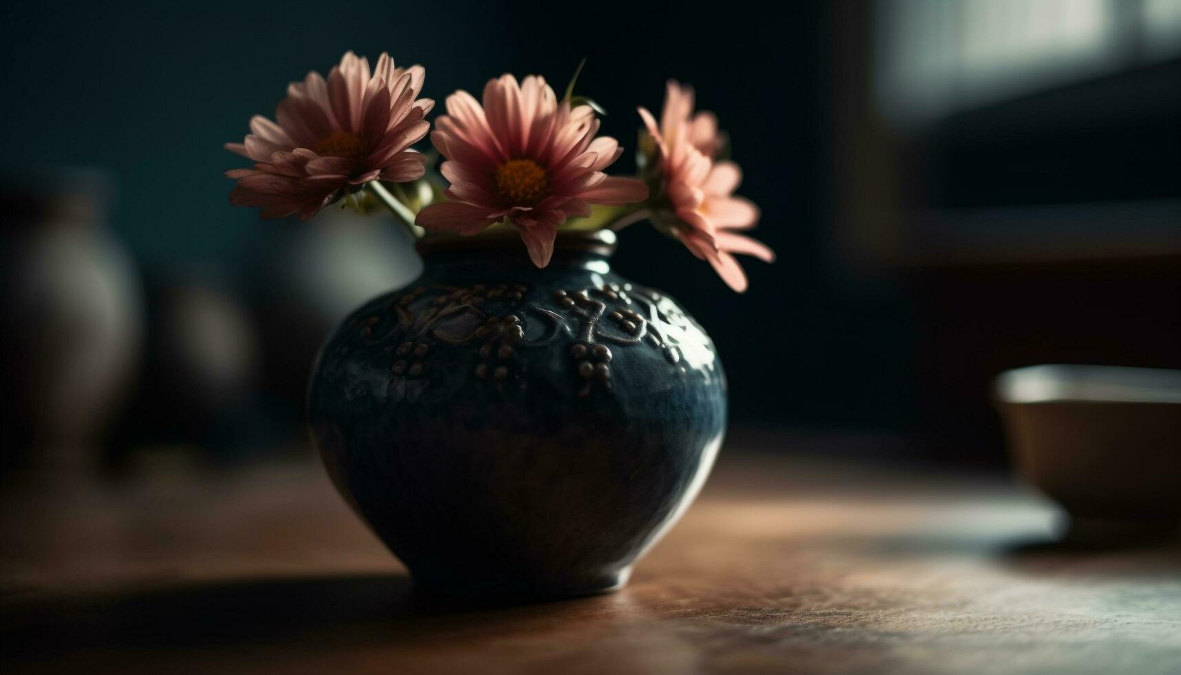 rustico ceramica vaso detiene bellissimo gerbera margherita mazzo generato di ai foto