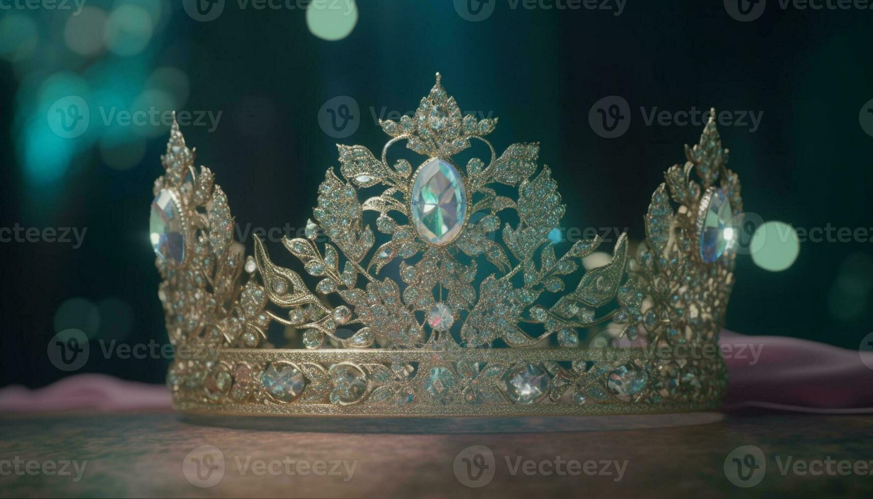 maestoso oro colorato tiara simboleggia reali e eleganza su velluto sfondo generato di ai foto