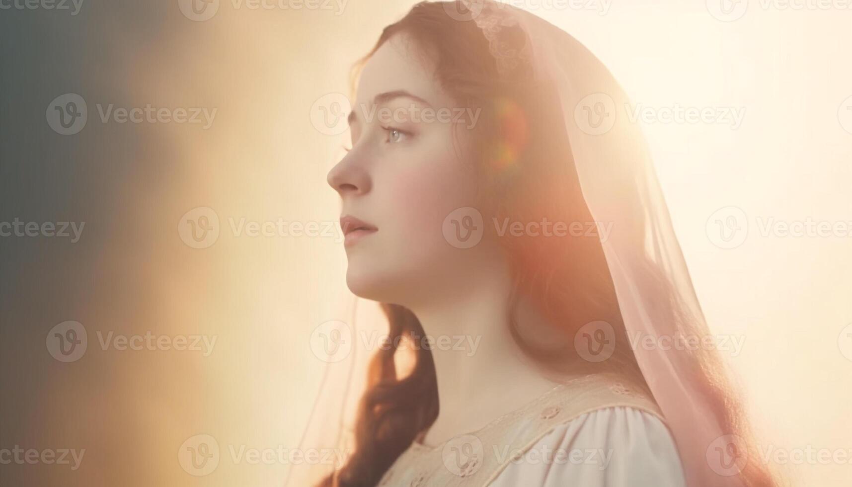 giovane donna, eleganza e bellezza nel natura, retroilluminato e sorridente generato di ai foto