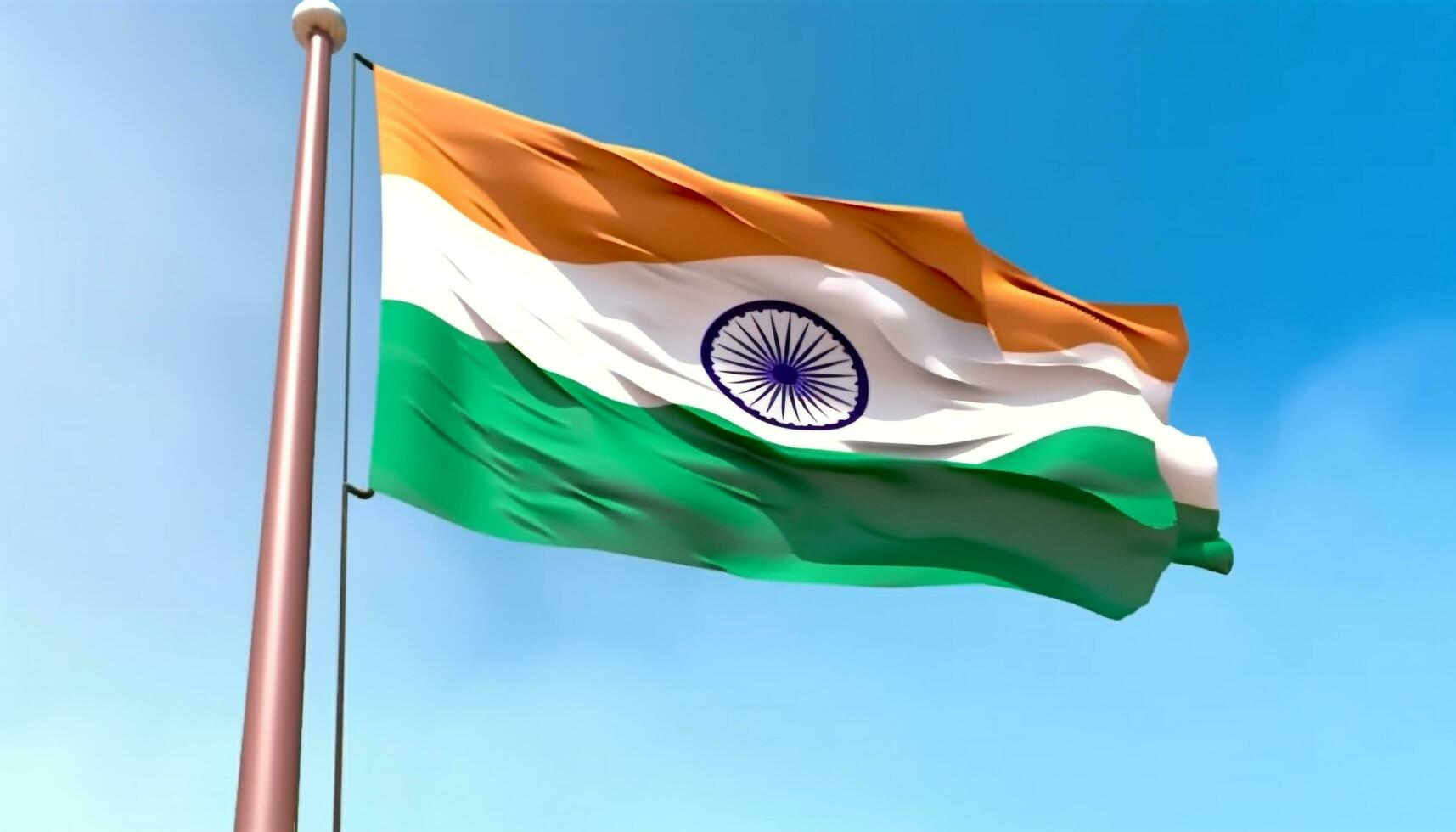 agitando indiano bandiera simboleggia unità di diverso culture e patriottismo generato di ai foto