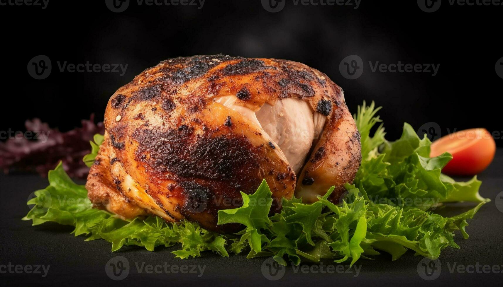 grigliato buongustaio carne piatto con fresco verdure e salutare insalata generato di ai foto